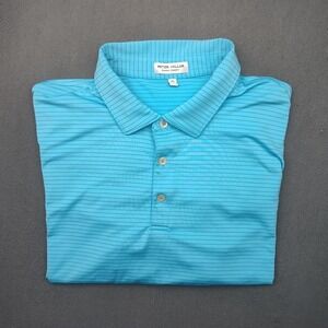 Peter Millar Polo Shirt Men Extra Large Blue Stripe Golf Summer Comfort Work